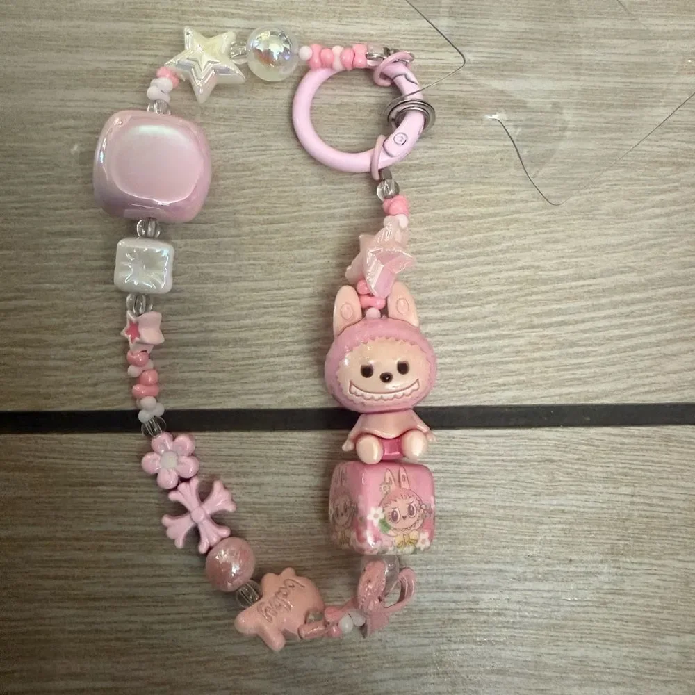 New labubu pink bag charm / keychain